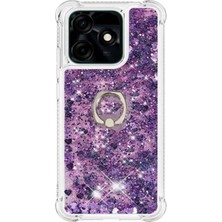 Gpack Tecno Spark 10C Kılıf Milce Sulu Yüzüklü Silikon Arka Kapak Mor
