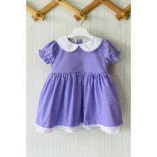 Bertuğ Bebek Dantel Detaylı Bebe Yaka Lila Kız Çocuk Bebek Tasarım Elbise