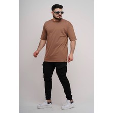 Estola Erkek Over Size Basic Sade T-SHIRT%100 Pamuklu Kalın Dokulu Kumaş Bisiklet Yaka