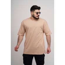 Estola Erkek Over Size Basic Sade T-SHIRT%100 Pamuklu Kalın Dokulu Kumaş Bisiklet Yaka