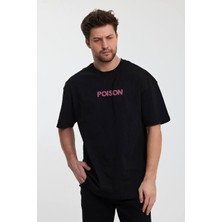 All Wear Style Poison Baskılı Oversize Kesim Siyah Tshirt