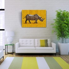 Gergedan , Arka Fon Turuncu Kanvas Tablo 50 x 70