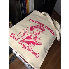 Baskılı Bez Çanta, Kitap Severler Için Tote Bag, Arkadaşa Hediye, Retro Bez Çanta