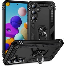 Case 4u Galaxy A35 Kılıf Çift Katmanlı Yüzüklü Manyetik Vega Kapak Siyah