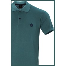 Varetta Erkek Koyu Turkuaz Polo Yaka Biyeli Yazlık Pamuklu Kısa Kollu T Shirt