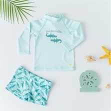 Mama Yoyo Uv Korumalı Uzun Kollu Mayo Seti Crocco Mavi