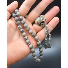 Prestige Gümüş 33'lük Doğal Jasper Taşlı Tesbih Seti ve 925 Ayar Gümüş Labradorit Taşlı Erkek Yüzüğü