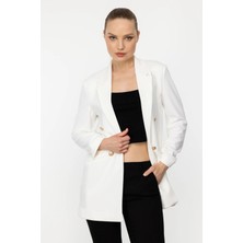 Ekol Kadın Büzgülü Kol Blazer Ceket 5062 Ekru