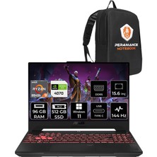 Asus Tuf Gaming A15 Amd Ryzen 9 8945H 96GB 512GB SSD RTX4070/8GB 140W 15.6" Fhd 144Hz W11P Taşınabilir Bilgisayar LP124 & Per4 Çanta LP124P417