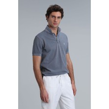 Lufian Erkek Vernon Smart Polo T-Shirt 111040163 Koyu Gri