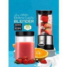 Deanb Deanb Paslanmaz 6 Çelik Bıçak 450 ml BLENDER+350 ml Bardak Taşınabilir Şarjlı Bıçaklı Buz Kırıcı