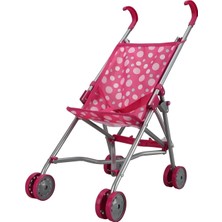 Kız Çocukları Için Katlanabilir Desenli Metal Oyuncak Bebek Puseti - Katlanabilir Dört Tekerli Desenli Puset