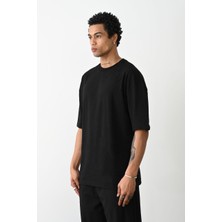 Hanclo Pamuk Basic Avrupa Kalıp/oversize Fit Kesim Bisiklet Yaka Kısa Kollu T-Shirt
