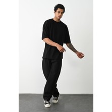 Hanclo Pamuk Basic Avrupa Kalıp/oversize Fit Kesim Bisiklet Yaka Kısa Kollu T-Shirt