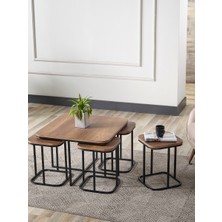 Sedaş Living Units Pelikan 4+1 Barok Ahşap Siyah Metal Ayak Takım Sehpa Sedaş_lıvıng_unıts_sehpa