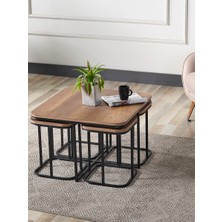 Sedaş Living Units Pelikan 4+1 Barok Ahşap Siyah Metal Ayak Takım Sehpa Sedaş_lıvıng_unıts_sehpa