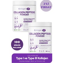 Collagen Life Hidrolize Kolajen Peptitler Biotin ve 15 Amino Asit Içeren Gıda Takviyesi 2'li Set