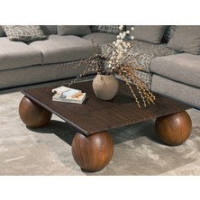 Velura Home & Living Top Sehpa & 4 Küre Orta Sehpa & Cam Sehpa & Tabla Ahşap Sehpa