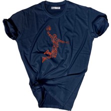 Bluu  Baskılı Tişört Outdoor Normal Kalıp Tshirt