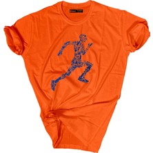 Bluu  Baskılı Tişört Outdoor Normal Kalıp Tshirt