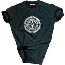 Bluu  Baskılı Tişört Outdoor Normal Kalıp Tshirt