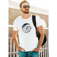 Bluu  Baskılı Tişört Outdoor Normal Kalıp Tshirt