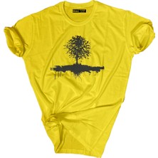 Bluu  Baskılı Tişört Outdoor Normal Kalıp Tshirt