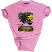 Bluu  Baskılı Tişört Outdoor Normal Kalıp Tshirt