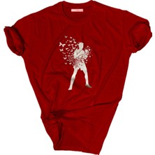 Bluu  Baskılı Tişört Outdoor Normal Kalıp Tshirt