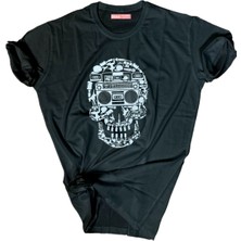 Bluu  Baskılı Tişört Outdoor Normal Kalıp Tshirt