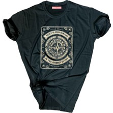 Bluu  Baskılı Tişört Outdoor Normal Kalıp Tshirt