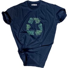 Bluu  Baskılı Tişört Outdoor Normal Kalıp Tshirt