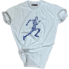 Bluu  Baskılı Tişört Outdoor Normal Kalıp Tshirt