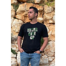 Bluu  Baskılı Tişört Outdoor Normal Kalıp Tshirt