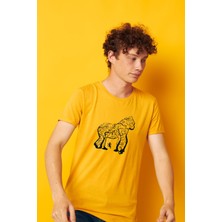 Bluu  Baskılı Tişört Outdoor Normal Kalıp Tshirt