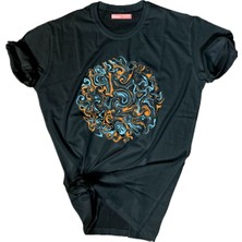 Bluu  Baskılı Tişört Outdoor Normal Kalıp Tshirt