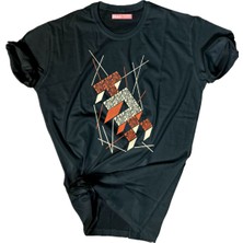 Bluu  Baskılı Tişört Outdoor Normal Kalıp Tshirt