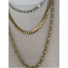 Pinery Jewels 60 cm Örme Zincir Çelik Kararmaz Kadın Gold Kolye