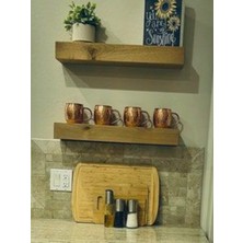 Yggdrasil Home Decor Dekoratif Doğal Ahşap  2’li  Takım 65x20x4 cm (Gizli Aparatlı Raf)
