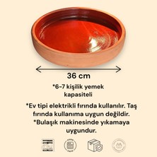 AdenArt Sırlı Toprak Güveç- Pişirme Tavası-Fırın Tepsisi 36 cm 6-7 Kişilik