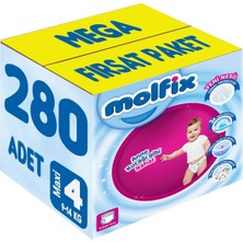 Molfix Külot Bebek Bezi Beden:4 (9-14KG) Maxi 280 Adet Mega Fırsat Pk