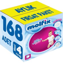 Molfix Külot Bebek Bezi Beden:4 (9-14KG) Maxi 168 Adet Aylık Fırsat Pk