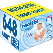 Molfix Bebek Bezi Beden:3 (4-9kg) Midi 648 Adet Ekstra Ultra Fırsat Pk