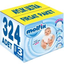 Molfix Bebek Bezi Beden:3 (4-9kg) Midi 324 Adet Aylık Ultra Fırsat Pk