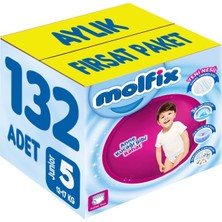 Molfix Külot Bebek Bezi Beden:5 (12-17KG) Junior 132 Adet Aylık Fırsat Pk