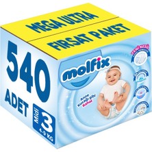 Molfix Bebek Bezi Beden:3 (4-9kg) Midi 540 Adet Mega Ultra Fırsat Pk