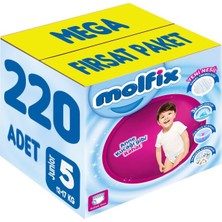 Molfix Külot Bebek Bezi Beden:5 (12-17KG) Junior 220 Adet Mega Fırsat Pk