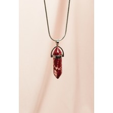 Royaleks Rodokrozit Doğal Taşı Zincirli El Yapımı Tasarımlı Kolye Uç: 3,5 cm Zincir: 20 cm Kutulu