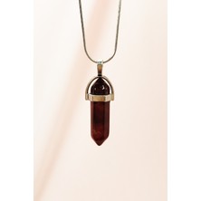 Royaleks Granit Doğal Taşı Zincirli El Yapımı Tasarımlı Kolye Uç: 3,5 cm Zincir: 20 cm Kutulu