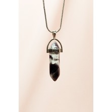 Royaleks Ametist Doğal Taşı Zincirli El Yapımı Tasarımlı Kolye Uç: 3,5 cm Zincir: 20 cm Kutulu